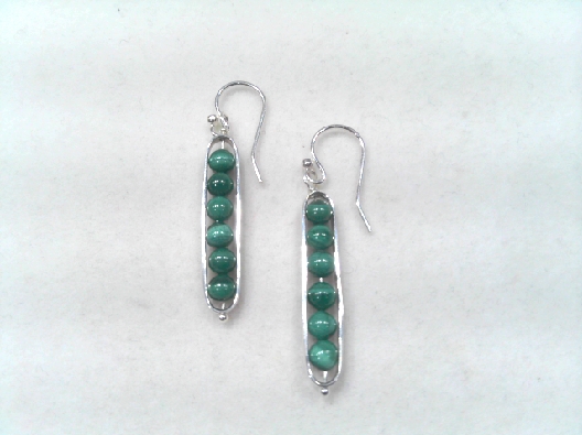 Artist Anne-Marie Warburton Malachite Bead Drop Earrings 925 Ster...