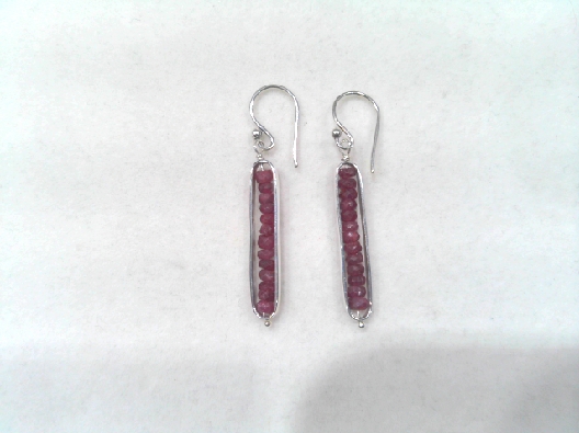 Artist Anne-Marie Warburton Ruby Bead Drop Earrings 925 Sterling ...