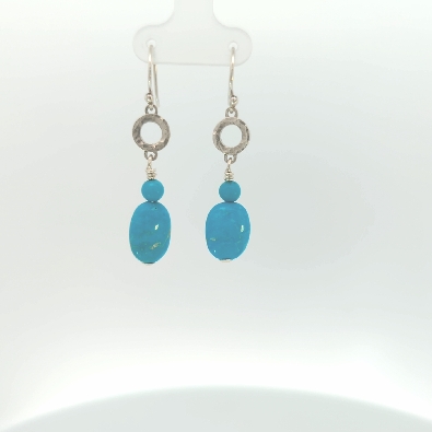 The Providence Collection  Mini Circle with Turquoise Bead Earrings...