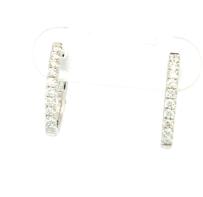 18kw gold diamond huggie earrings; Row of white diamonds      (.21 ...