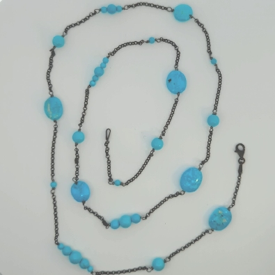 Artist: Anne-Marie Warburton  Turquoise Station Chain Necklace  Bea...