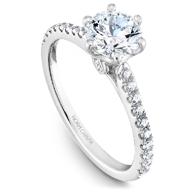 Artist: Noam Carver Bridal; Montreal 14 kt White Gold Diamond Sol...