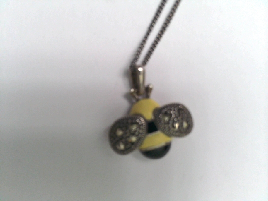 sterling bee black & yellow enamel with 16   chain OTH