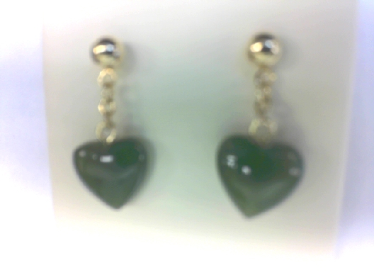 Jade heart drop earrings w box OTH
