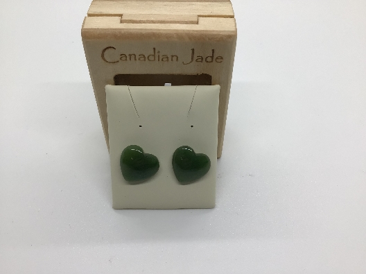 Jade lg heart earrings w box OTH