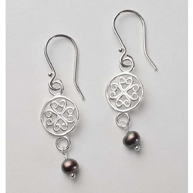 Sterling Silver Southern Gates with gray freshwater pearl 118 high by 12 wide approxcare116GR