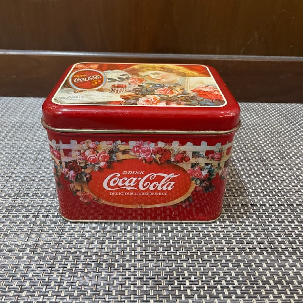 Coca-Cola Tin Box with Flower Imagery 