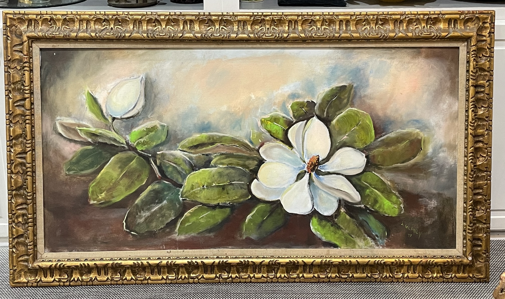 Framed Painting of Magnolia Leaves and Flowers
J. Glancey 77
32  x56  