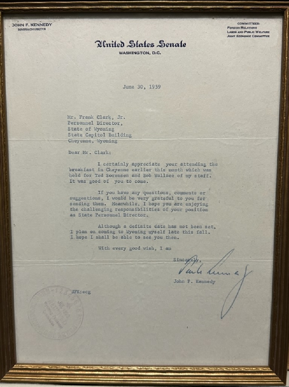 Signed Letter From JFK