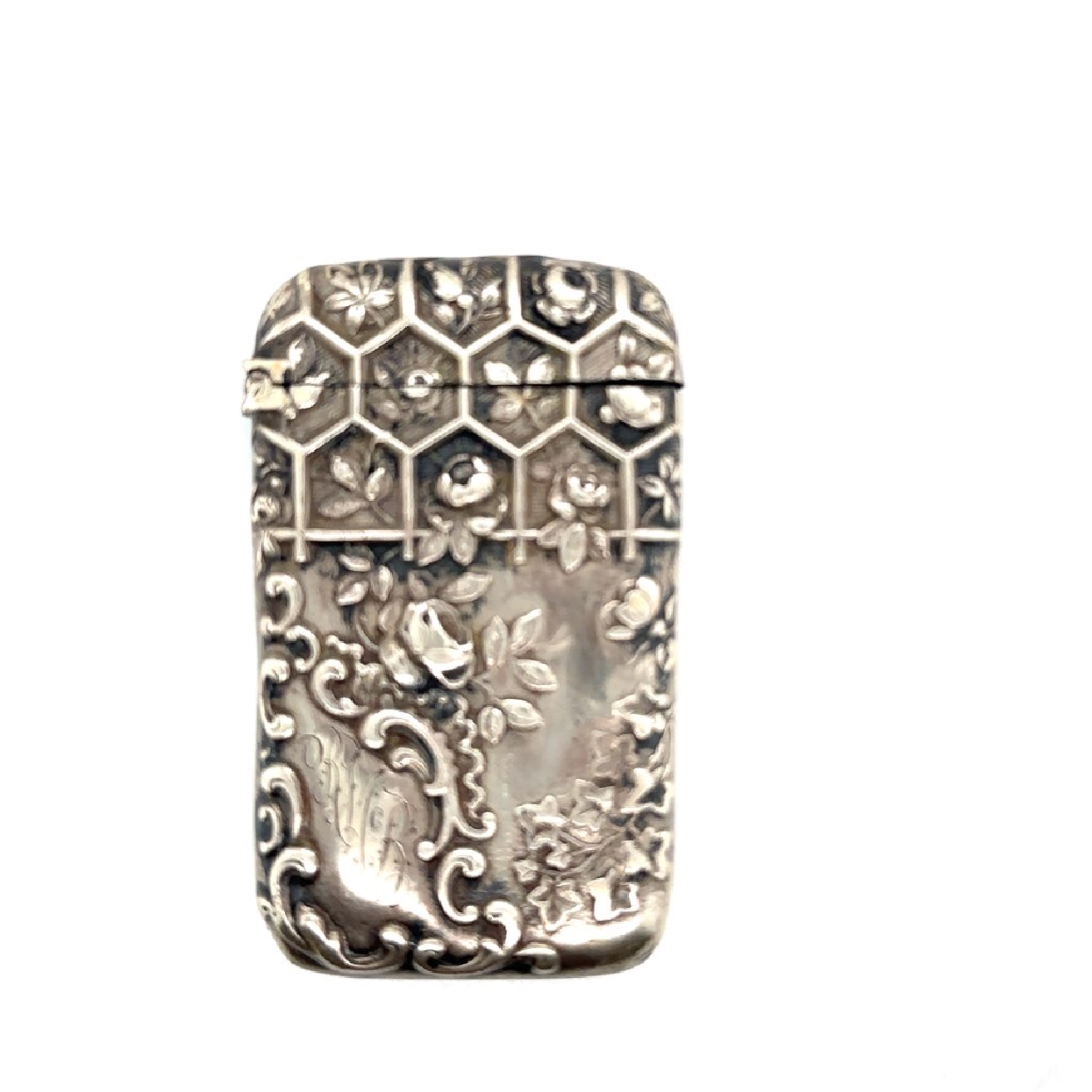 Silver Matchbox with Flowers