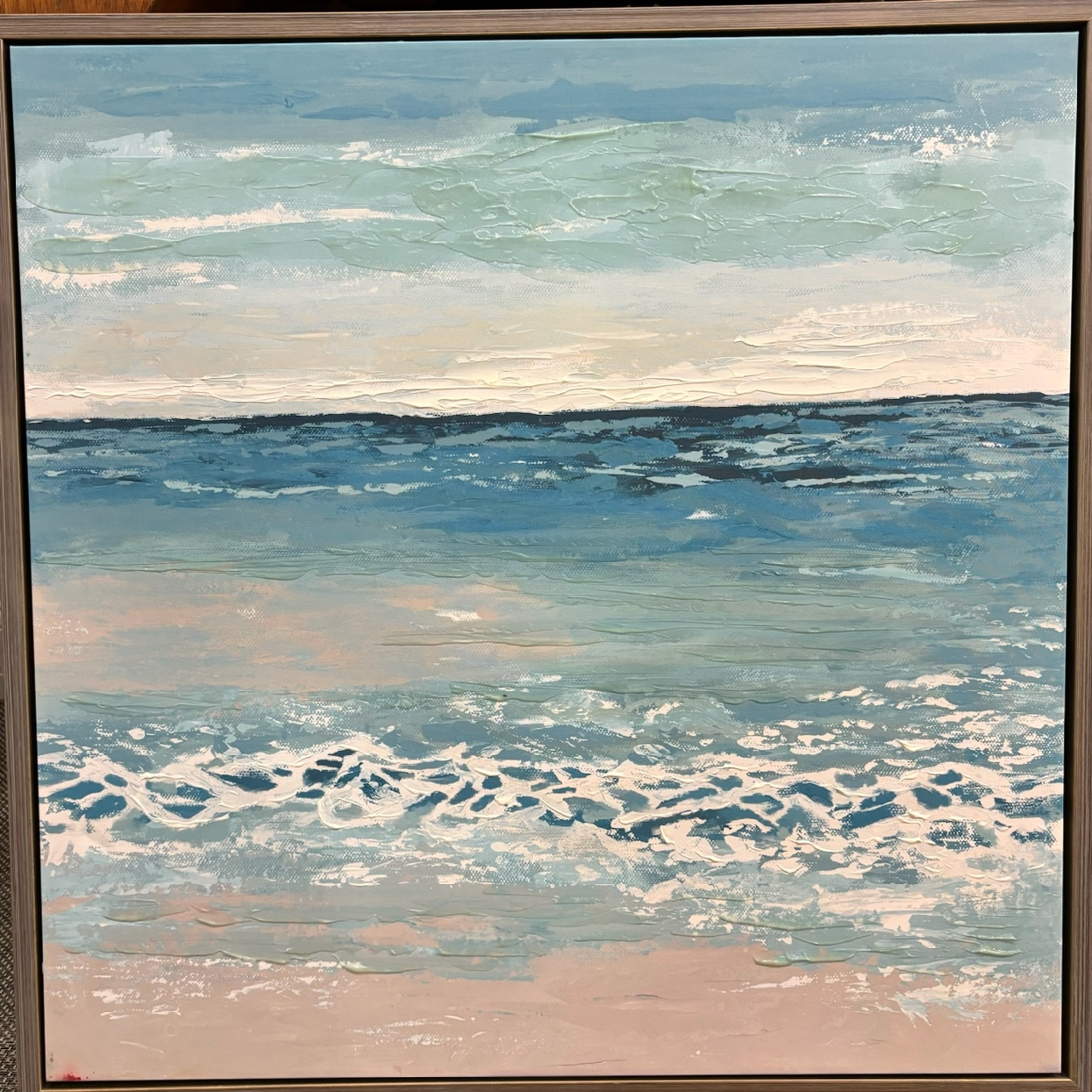 Ocean Scene Painting 32 Inches by 32 Inches Framed 