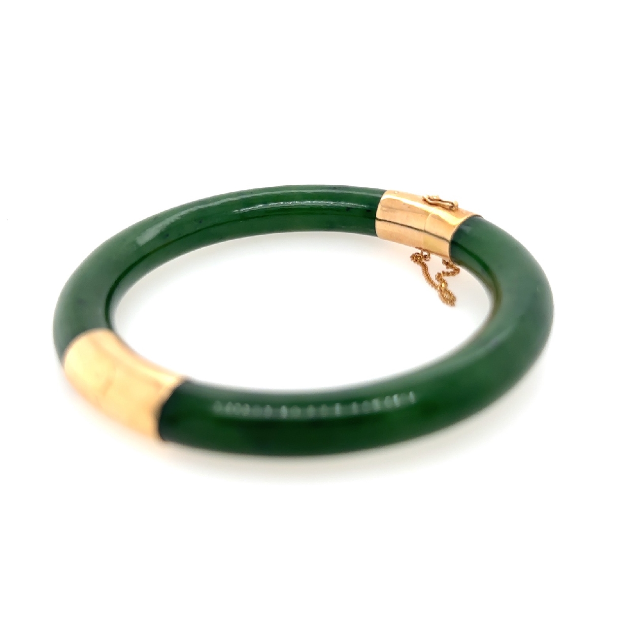 Jade Bracelet with 14K Gold clasp and hinge