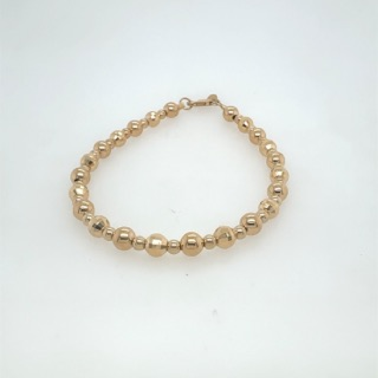 14K Yellow Gold Beaded Bracelet 7 Inches 
