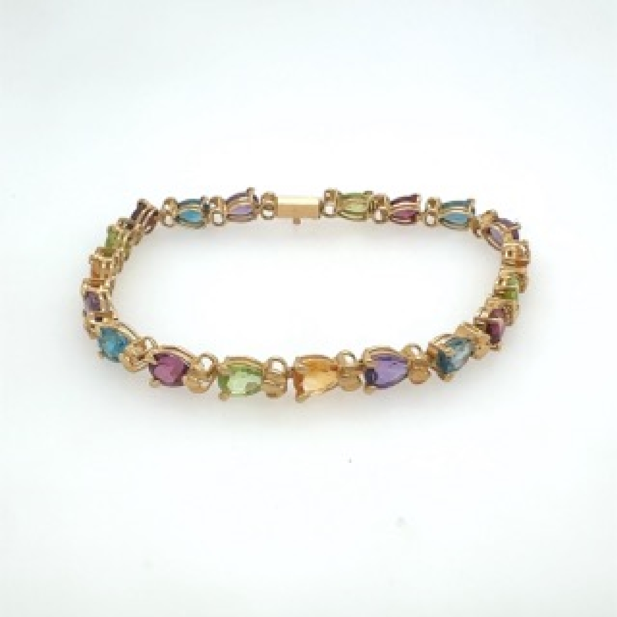14K Yellow Gold Pear Gemstone Bracelet with Various Stones

8 Inches