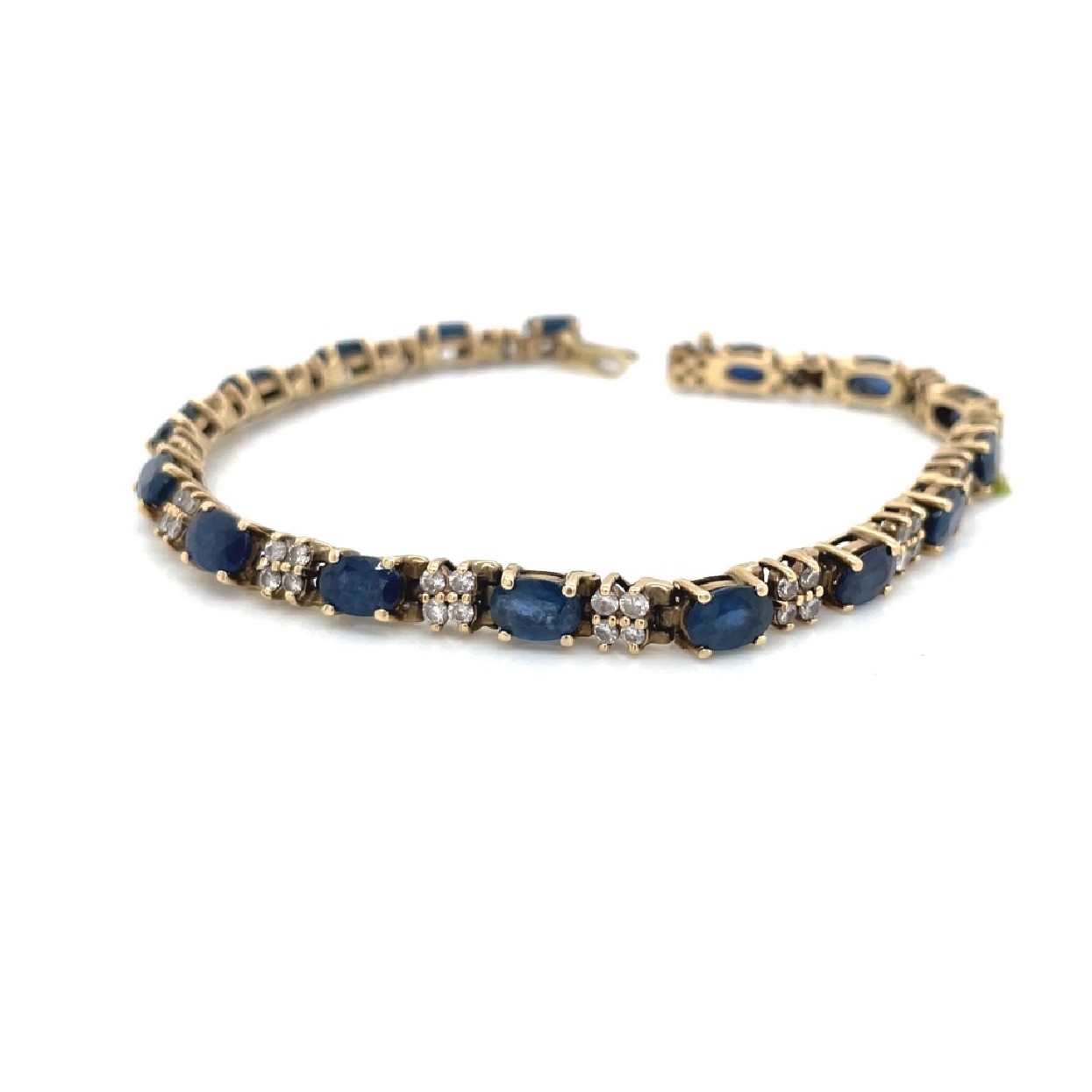 14K Yellow Gold Sapphire and Diamond Bracelet 
7 Inches 1.25ct