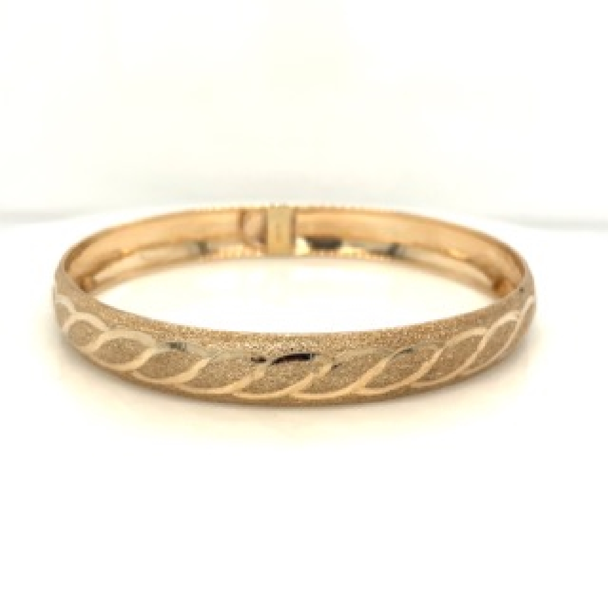 10K Yellow Gold Bangle with Textured Details