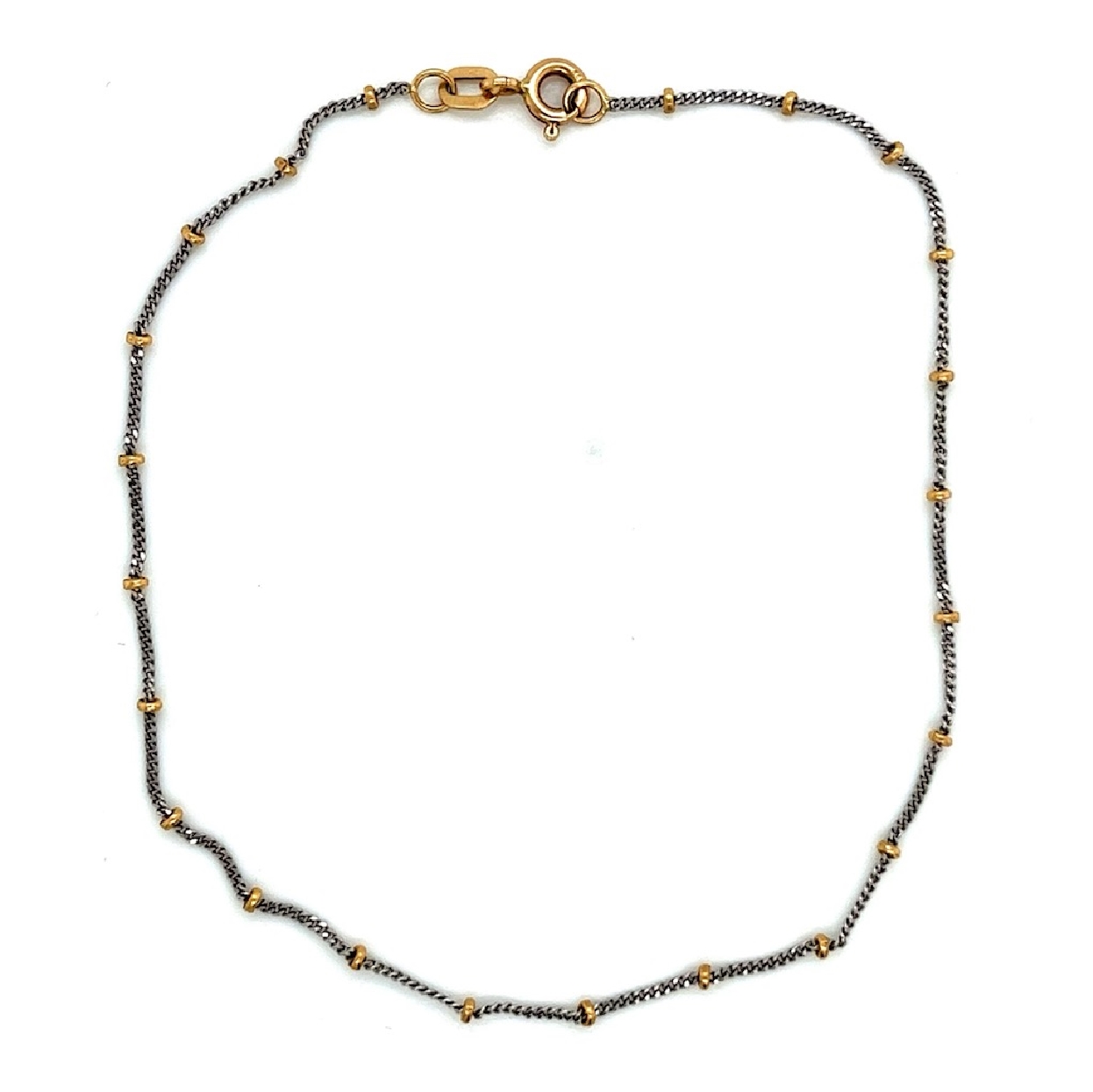 14K Yellow and White Gold Anklet 9 Inches