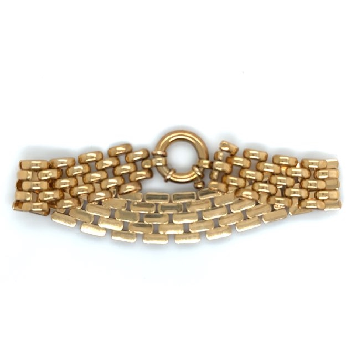 14K Yellow Gold Panther Link Bracelet 7 Inches