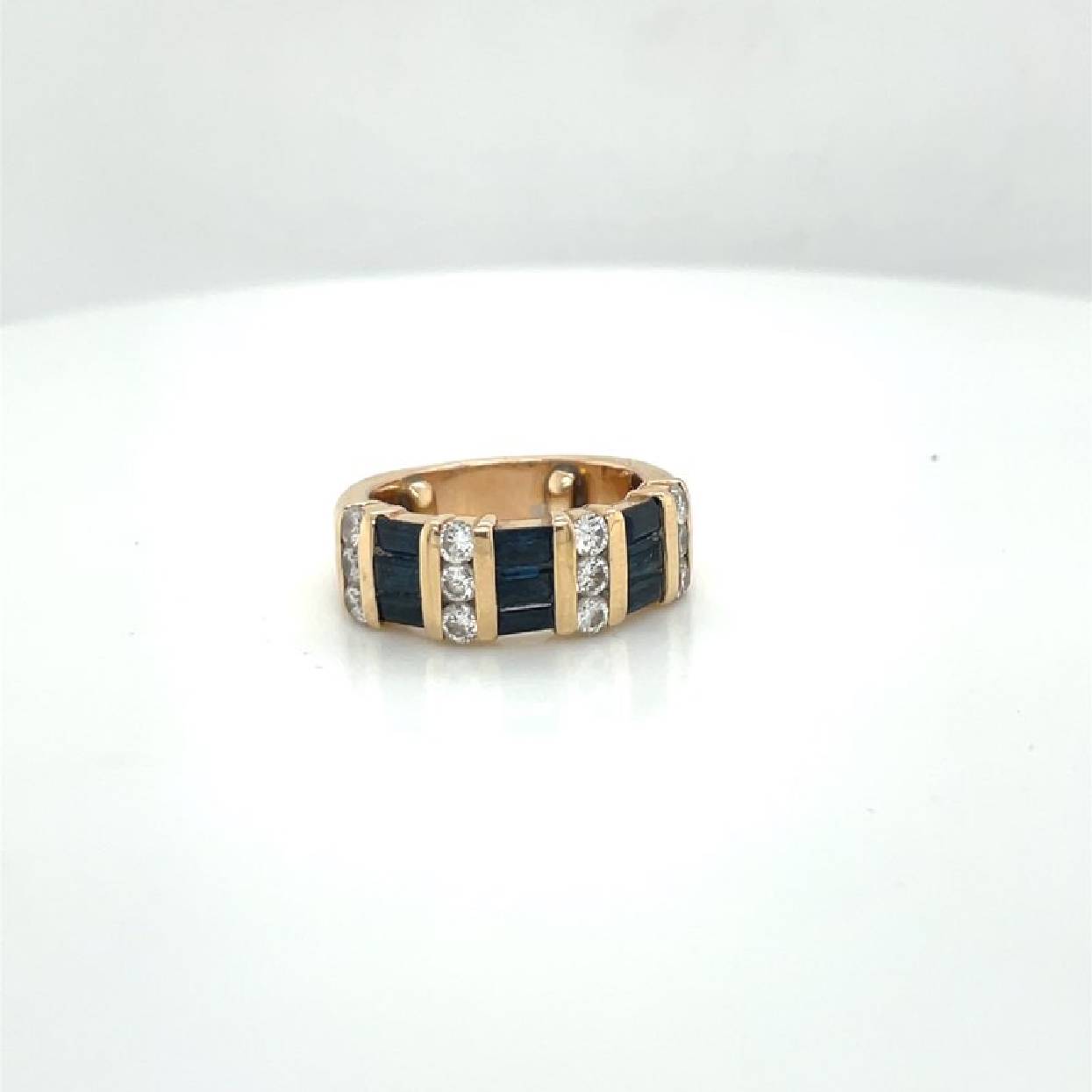 14K Yellow Gold Band with Sapphires and Channel Set Diamonds
Size: 3.5