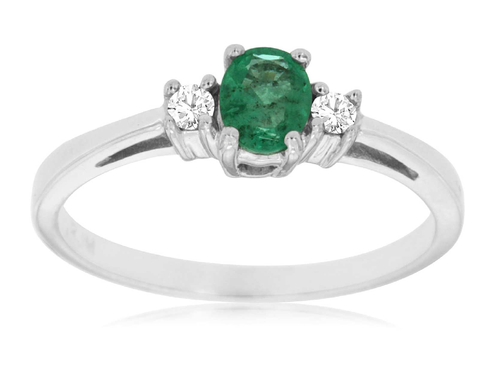 14K White Gold Emerald Ring with Small Diamond Accents Size 7
.08CT Diamonds .4CT Emeralds  
W3106EM