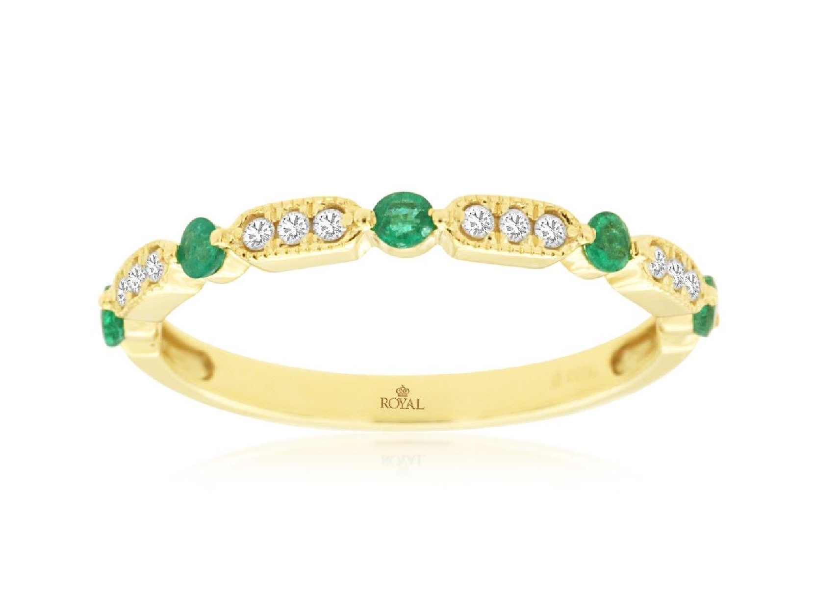 14K Yellow Gold Emerald Ring with Channel Set Diamonds Size 7
.1CT Diamonds and .22CT Emeralds
H1686EM