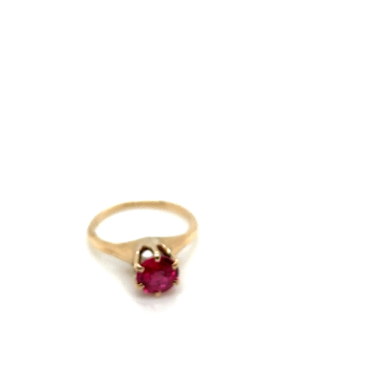 14K Yellow Gold Synthethic Ruby Ring Size 3.5 