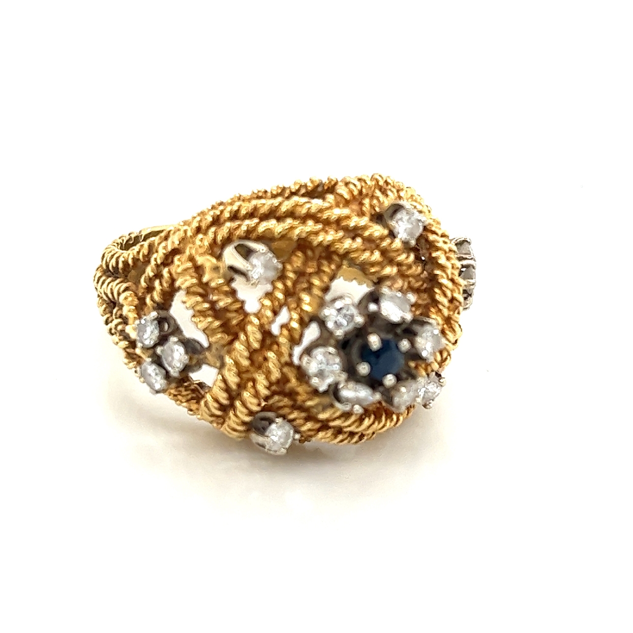 18K Yellow Gold Sphire 
and Dimond Ring 9 1/4 