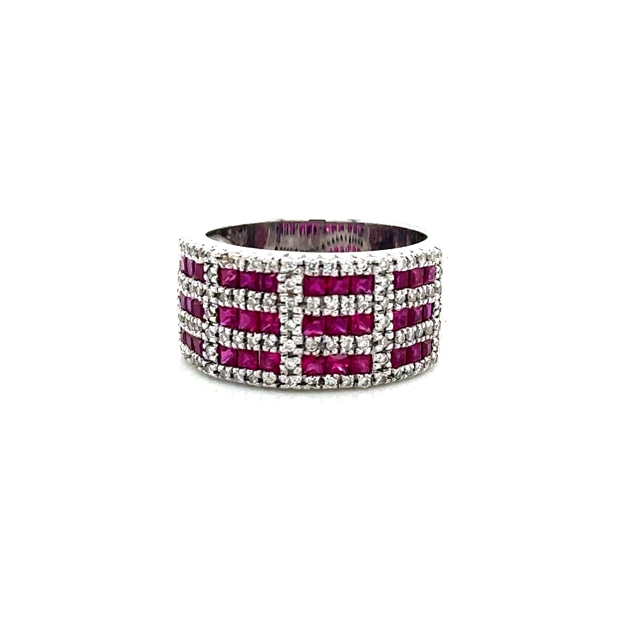 18K White Gold Levian Diamond and Ruby Ring

Size 6.5