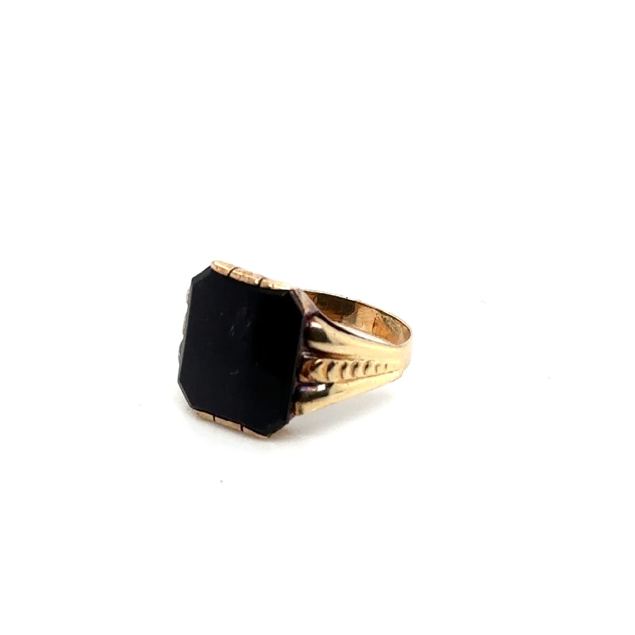 14K Yellow Gold and Onyx Signet Ring Size 11.5
