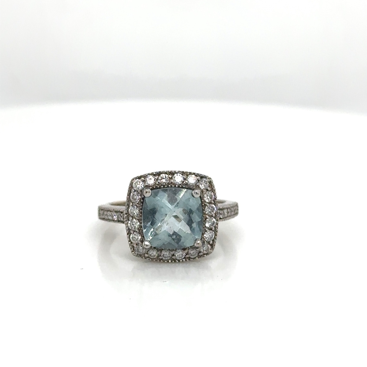 14K White Gold Aquamarine Diamond Ring 

Size 5