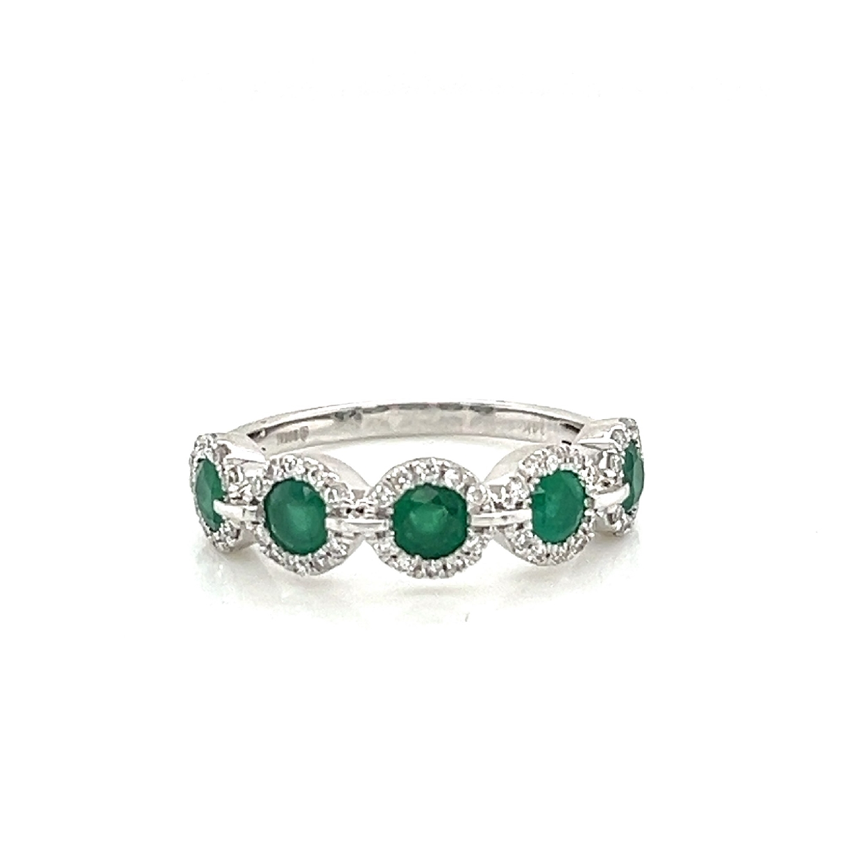 14K White Gold 1.15CT Emerald .27CT Diamond Ring 

Size 7 
