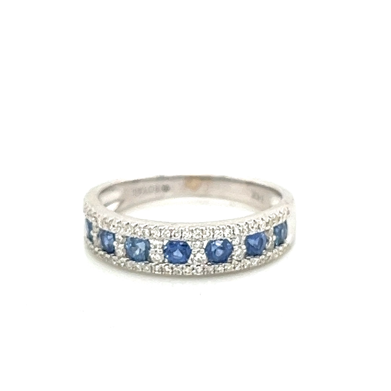 14K White Gold .44CT Sapphire and Diamond Ring 

Size 7