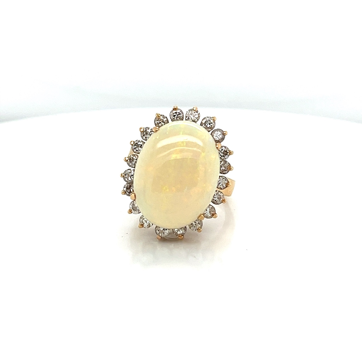 14K Yellow Gold Opal with Diamond Halo size 7.5