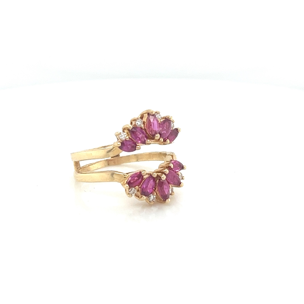 14k Yelllow Gold Ring Jacket/ Enhancer Ruby with Diamond Accent size 7.25 