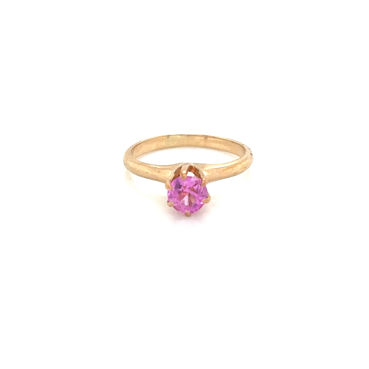 10K Yellow Gold solitare pink topaz size 6 