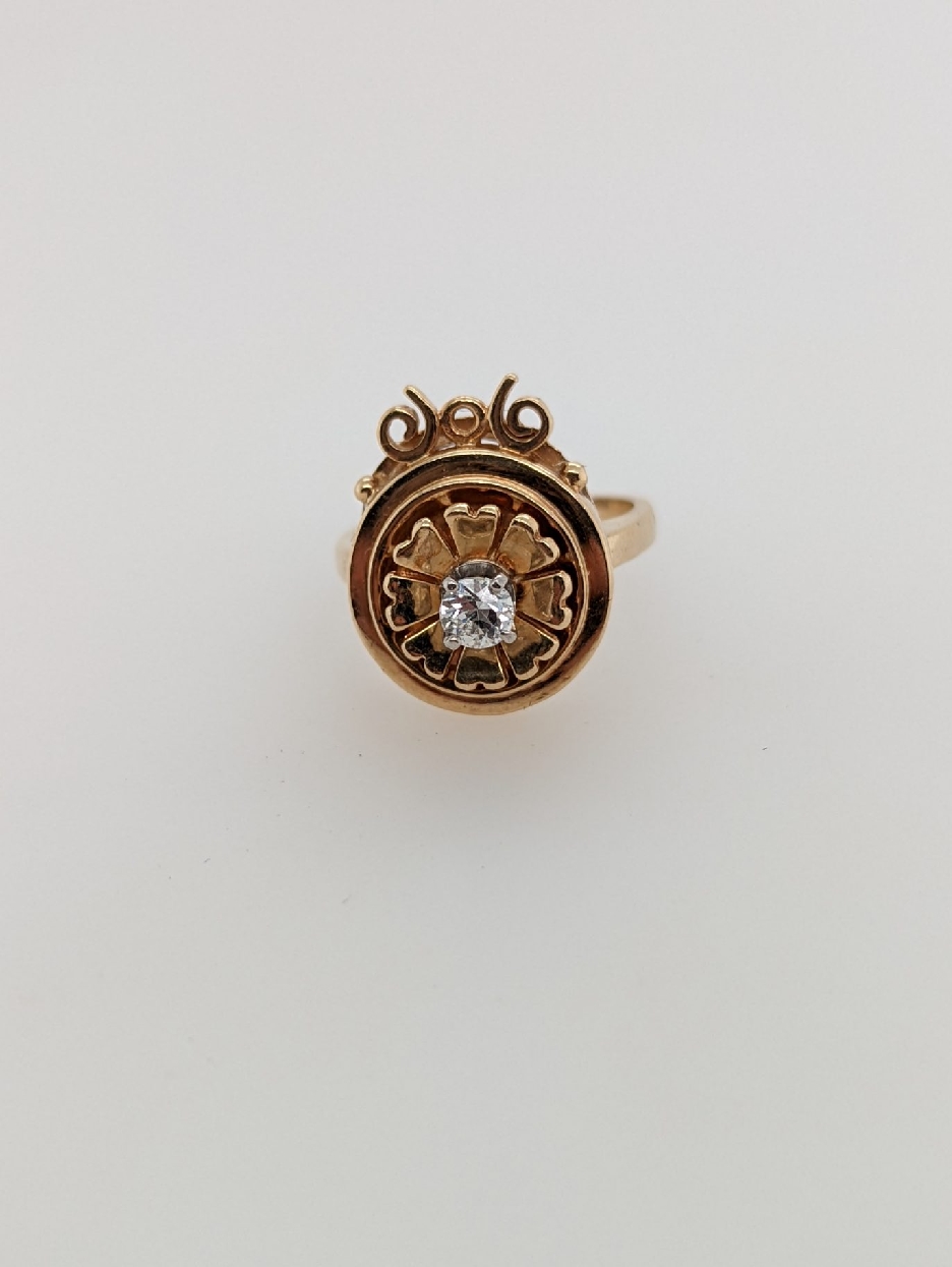 14K Yellow Gold Avant Garde Diamond Ring; Size 5.75