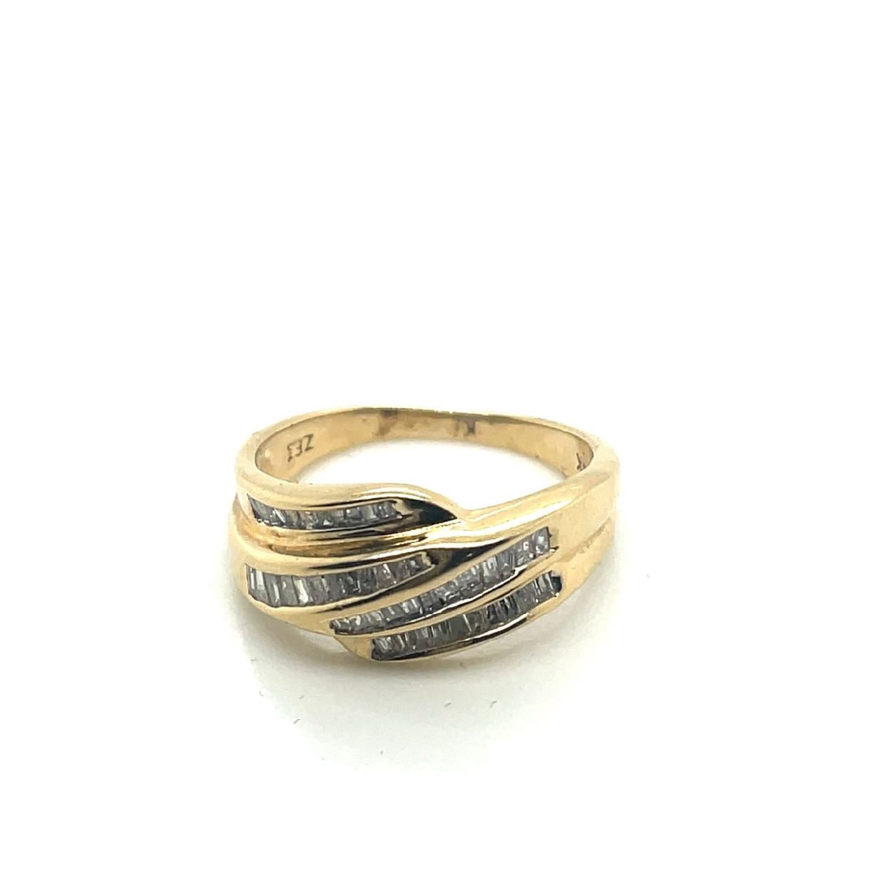 14K Yellow Gold Ring with Channel Set Diamonds Size 7.5