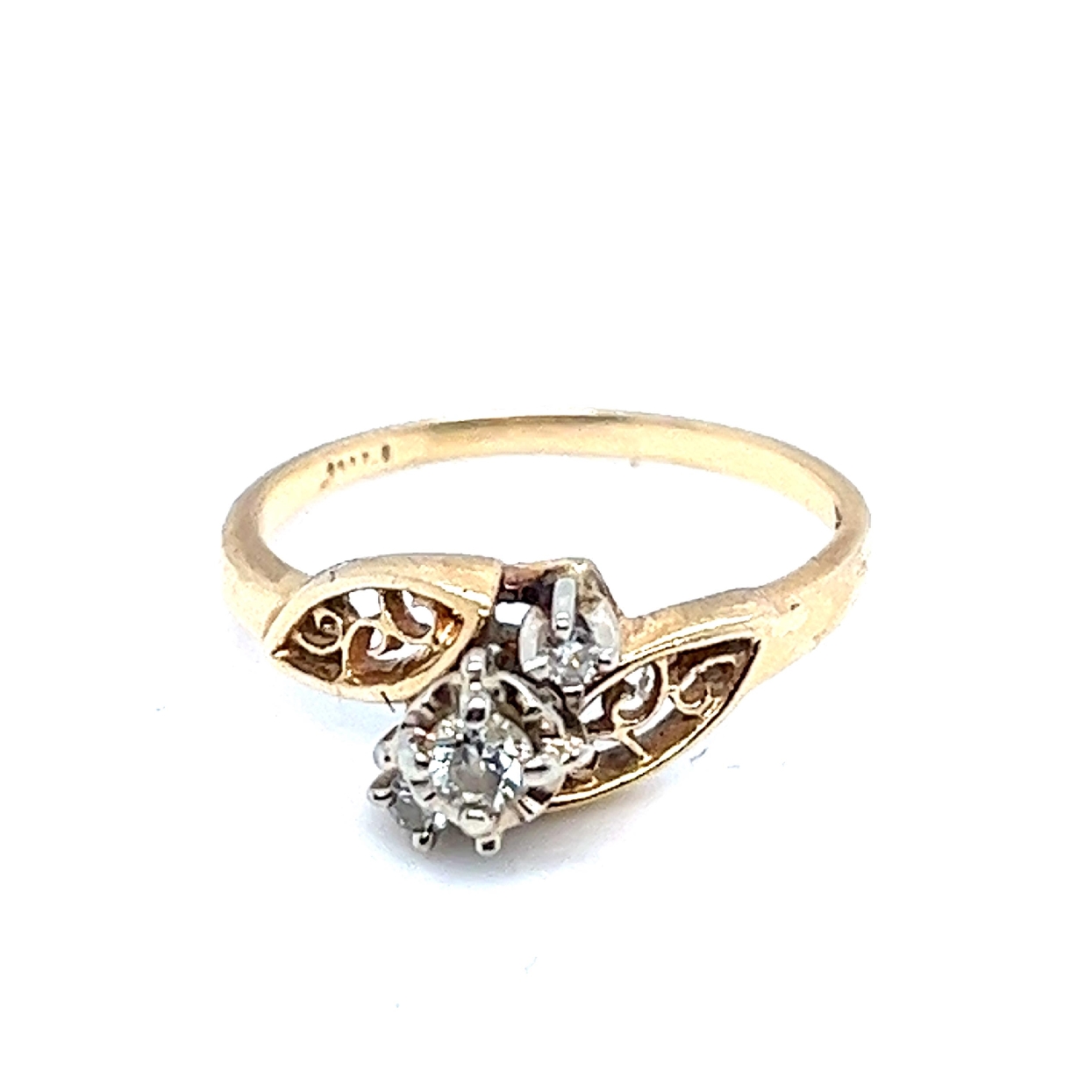 14K Yellow Gold Diamond Promise Ring Size 4.5