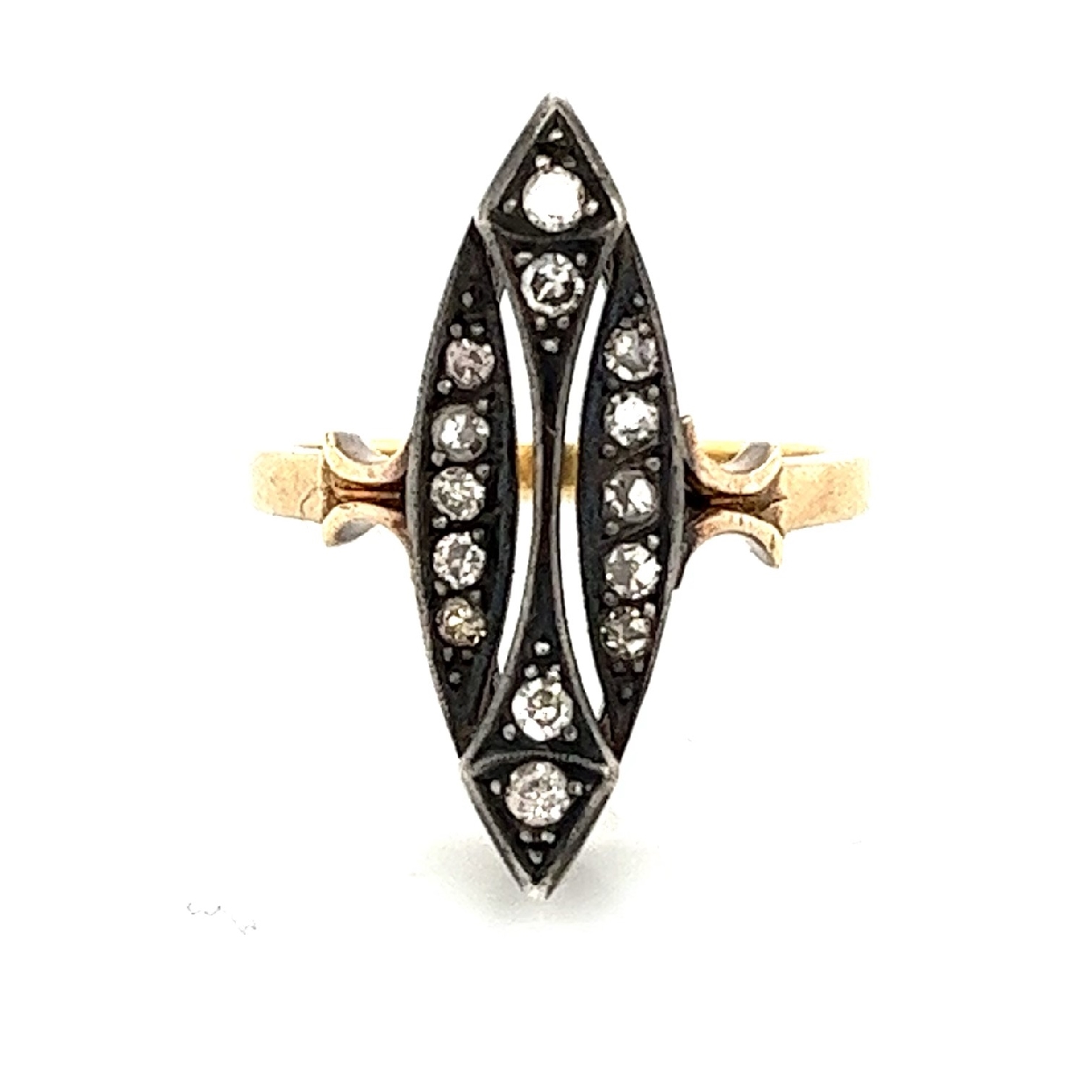 18K Yellow Gold and Silver Antique Victorian Ring with Filigree.

Size 6.5 