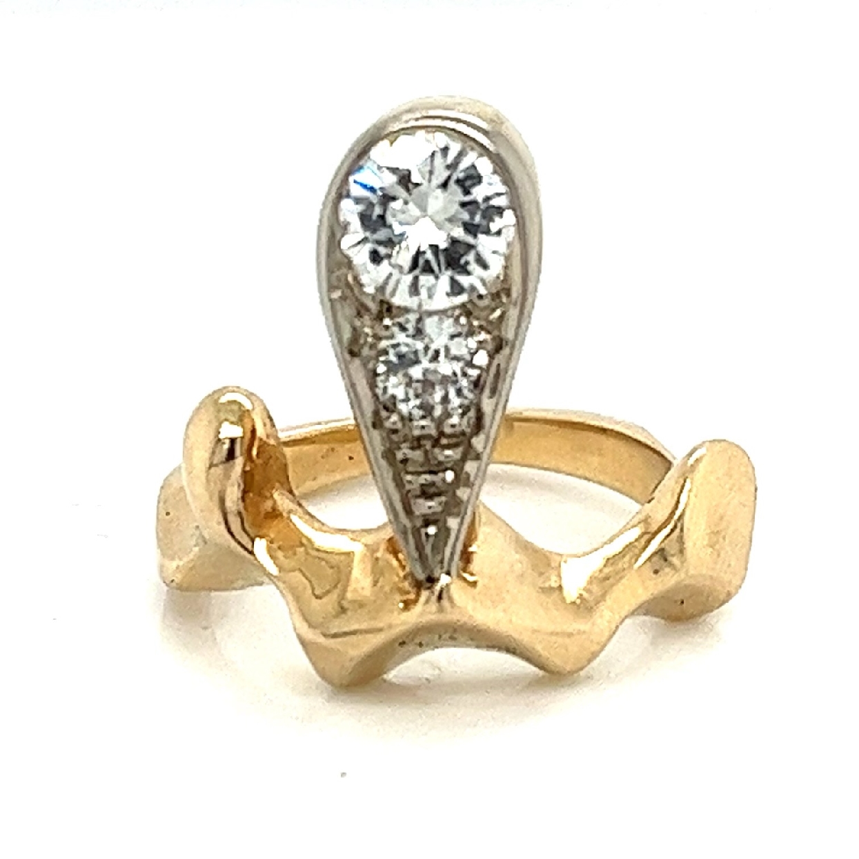 14K Yellow Gold Abstract Diamond Ring with Drip Accents 
Size 4.5 