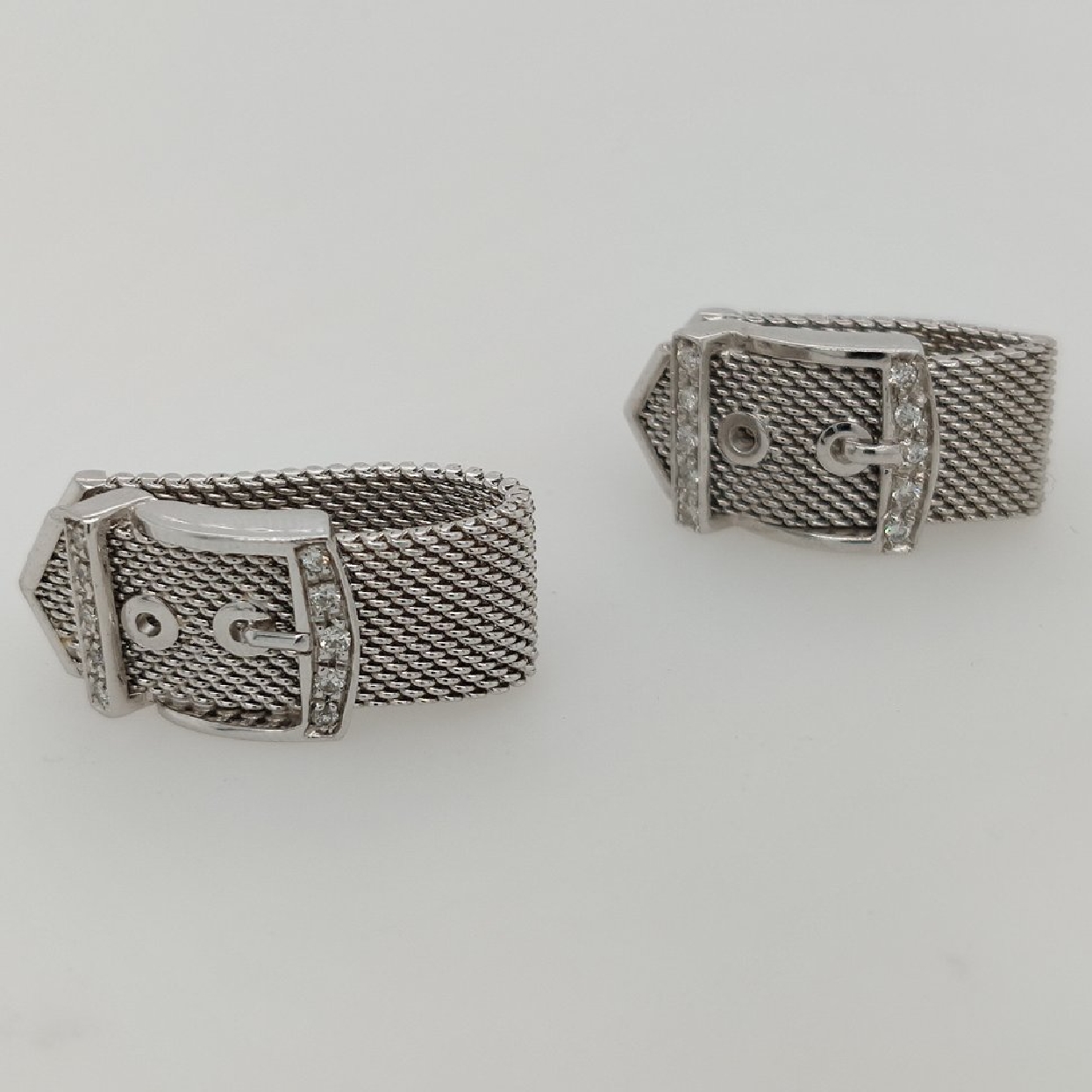 18K White Gold and Diamond Buckle Earrings