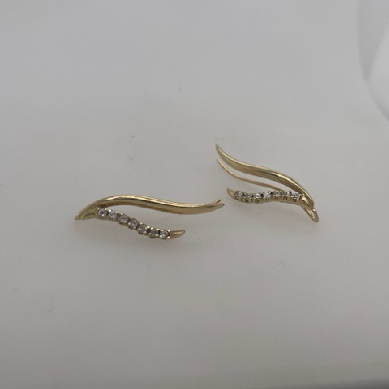14k Yellow Gold Abstract Diamond Drop Earrings