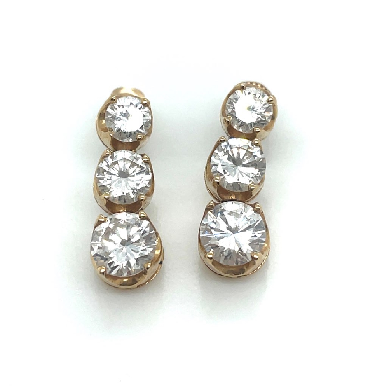 14K Yellow Gold Diamond Pendant Earrings with Screw Backs 3.3 Carats