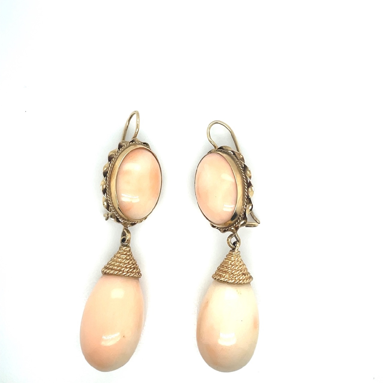 14K Yellow Gold Coral Earrings