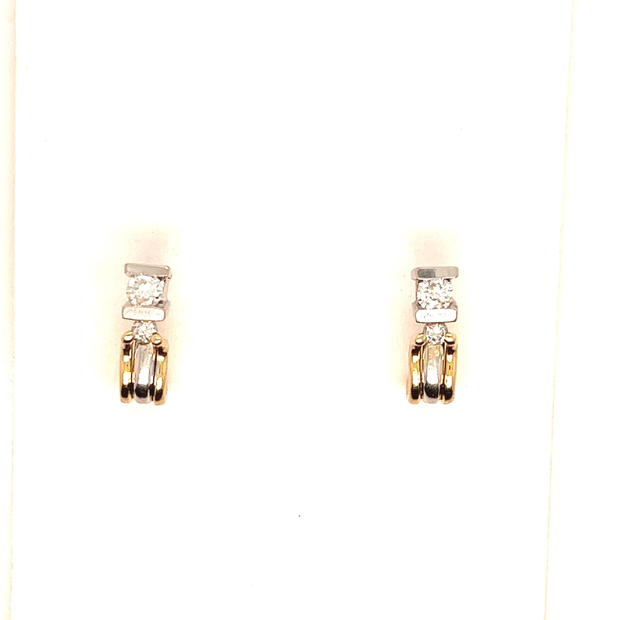 14K Two Tone Diamond Stud Earrings