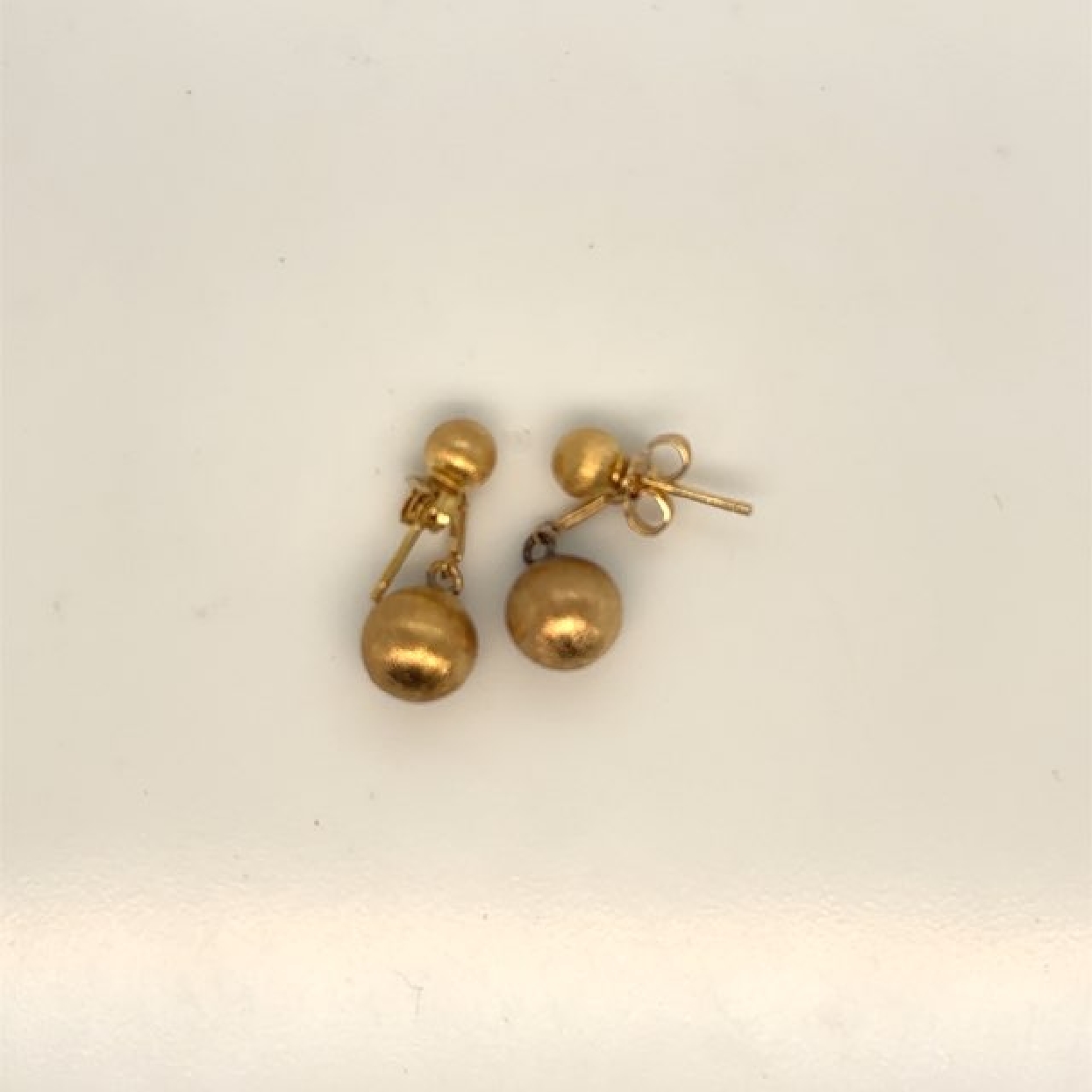 12K Yellow Gold Filled Stud Drop Earrings with Textured Balls
