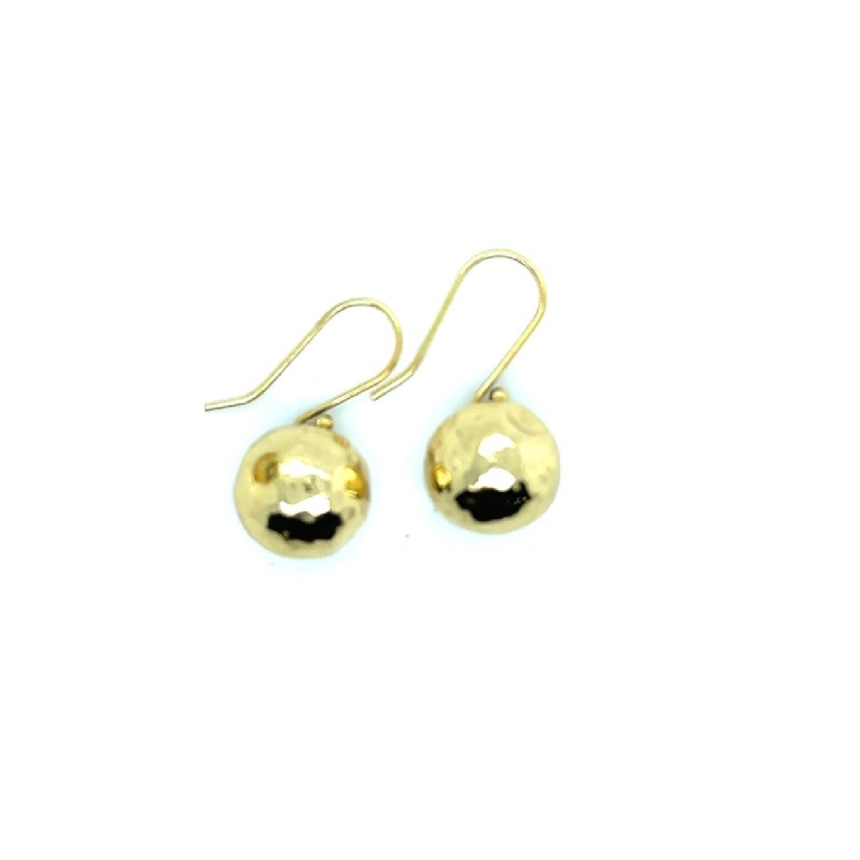 18K Yellow Gold Hollow Texturized Ball Shaped Earrings 