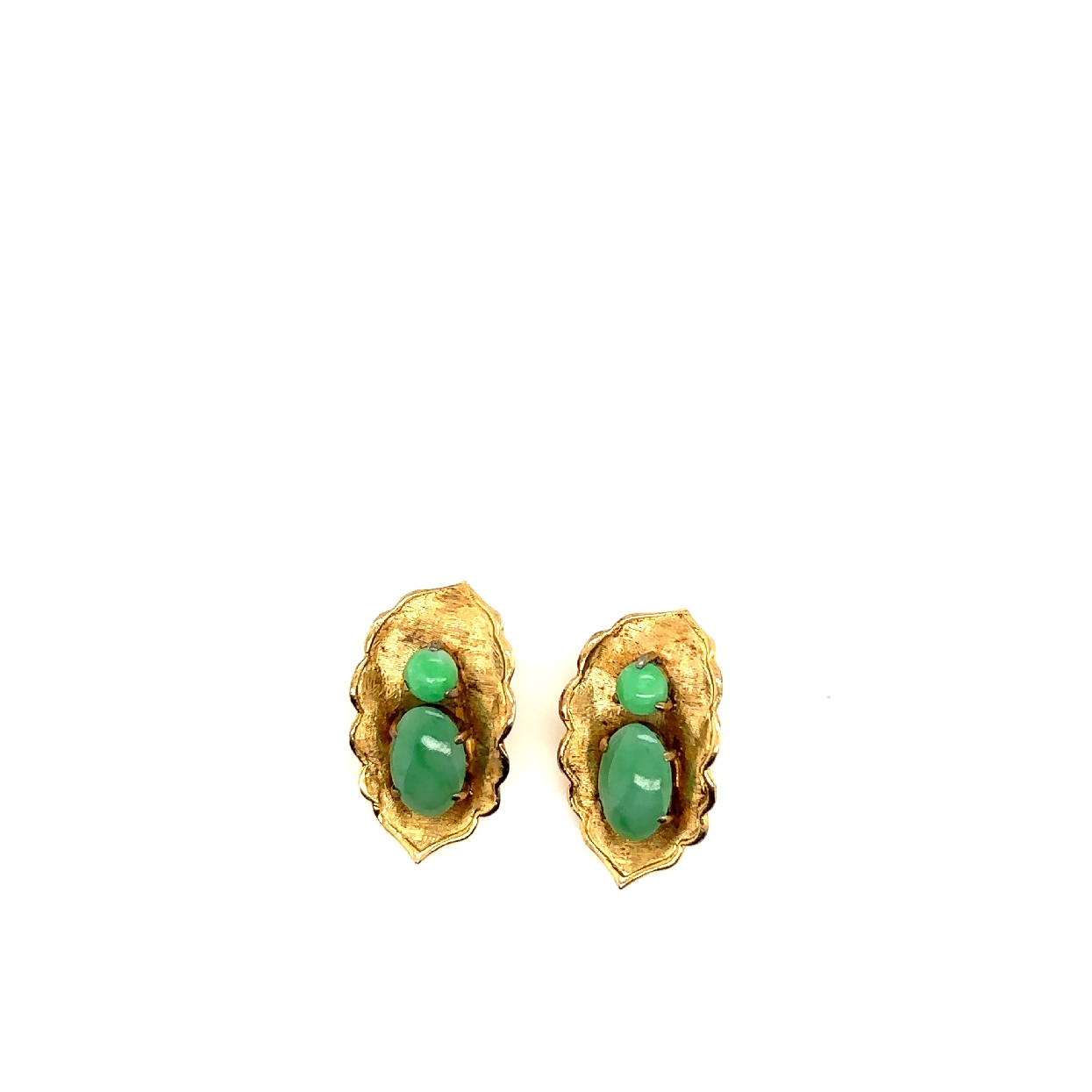 14K Yellow Gold Jade Clip-On Earrings