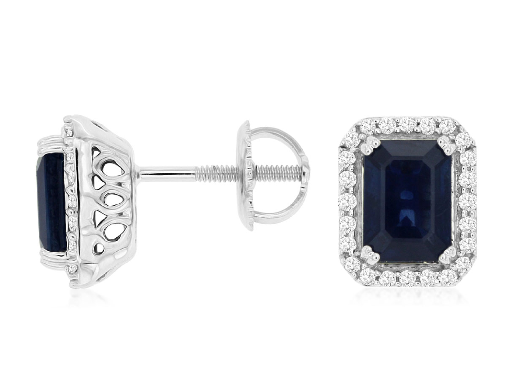14K White Gold Emerald Cut Sapphire Stud Earrings with Diamond Halos

0.20cttw Diamonds
2.18cttw Sapphires