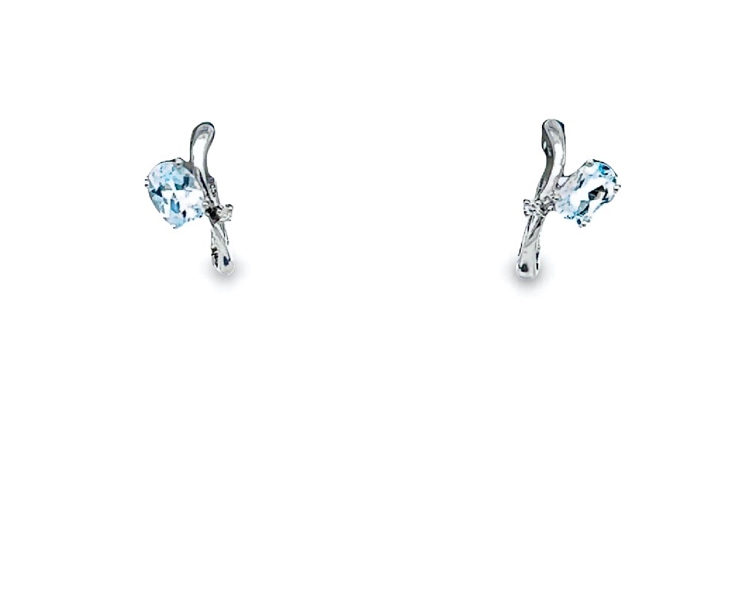 14K White Gold Aquamarine Earrings with Diamond Accents 